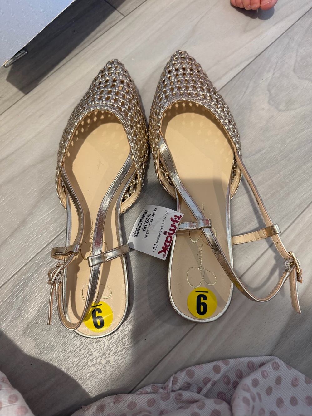 Jessica Simpson - Metallic Gold Woven Slingback Flats - Women’s 9